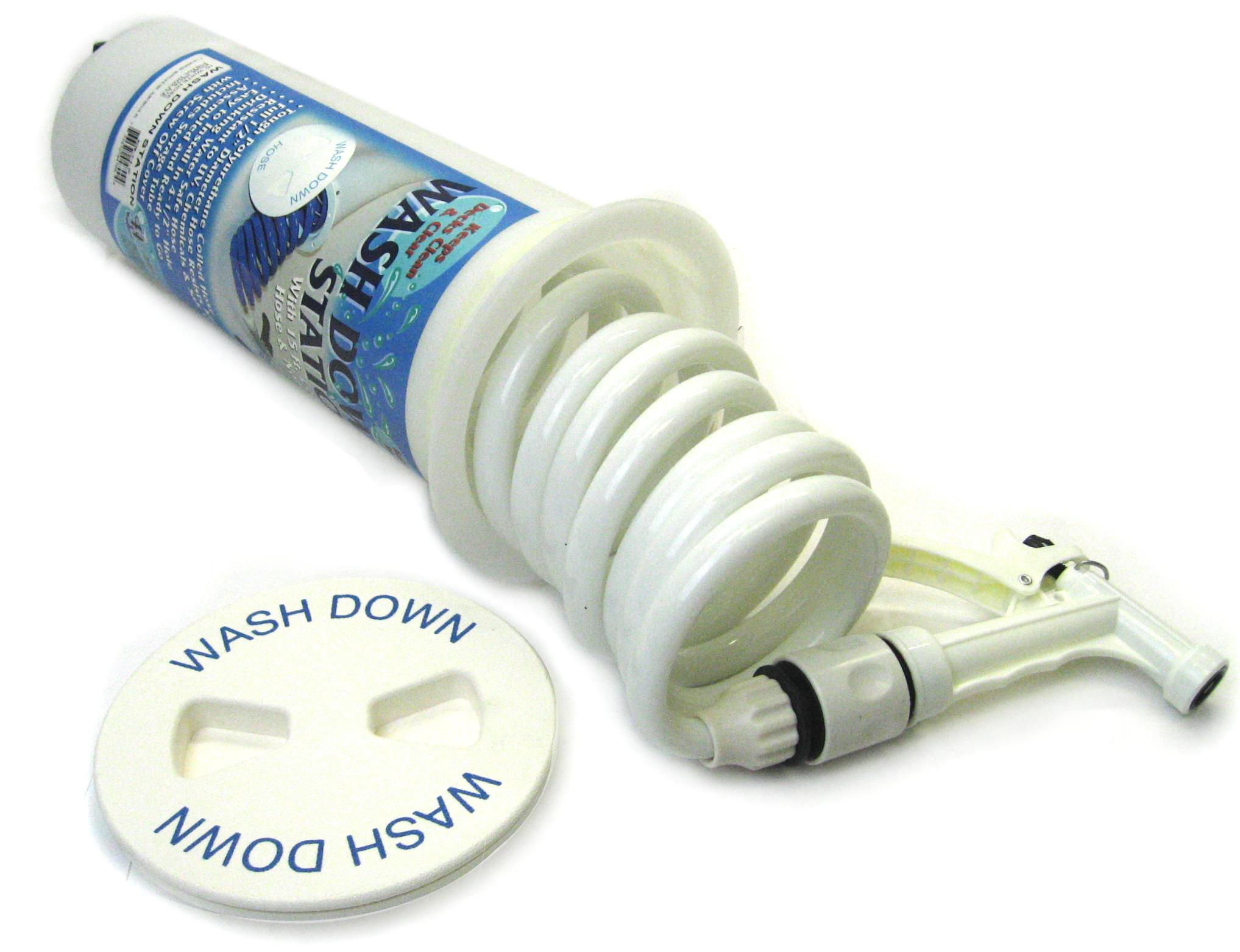 RV Marine/Boat Wash Down Station & 15' Coiled Hose Kit White eBay