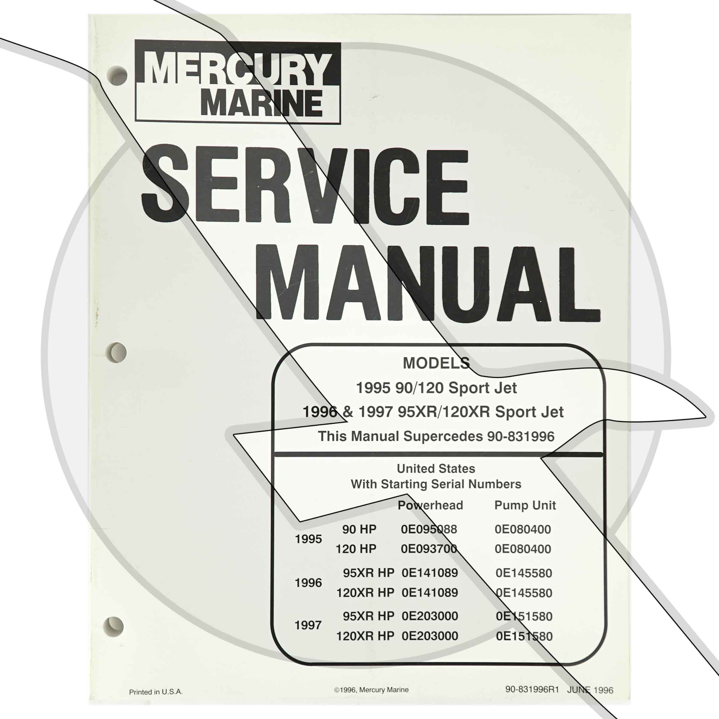 CLYMER MERCURY 90 HP SPORT JET SERVICE REPAIR SHOP MANUAL 1993-1995