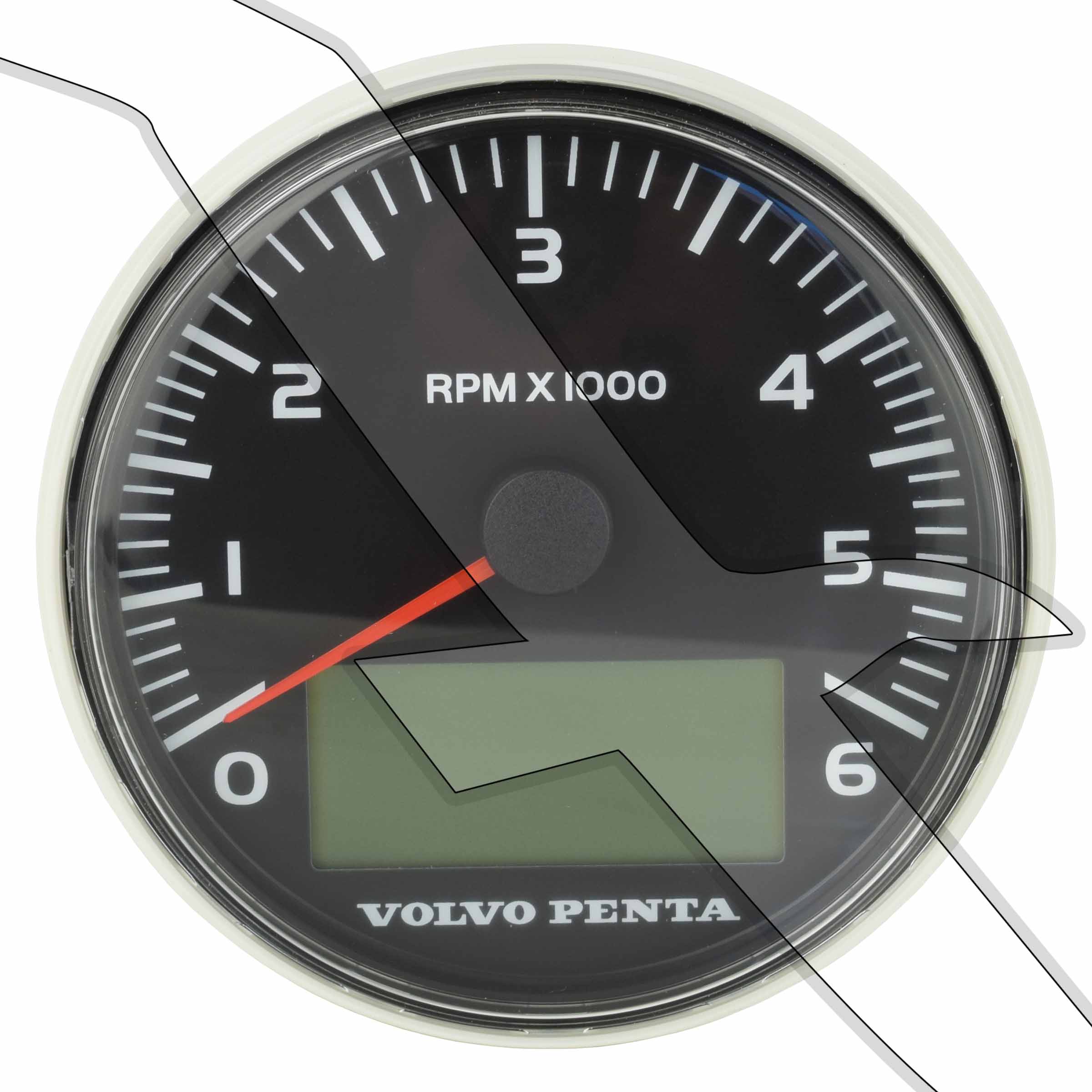 Volvo Penta EVC Marine Engine Tach Tachometer RPM Black Gauge 21234545